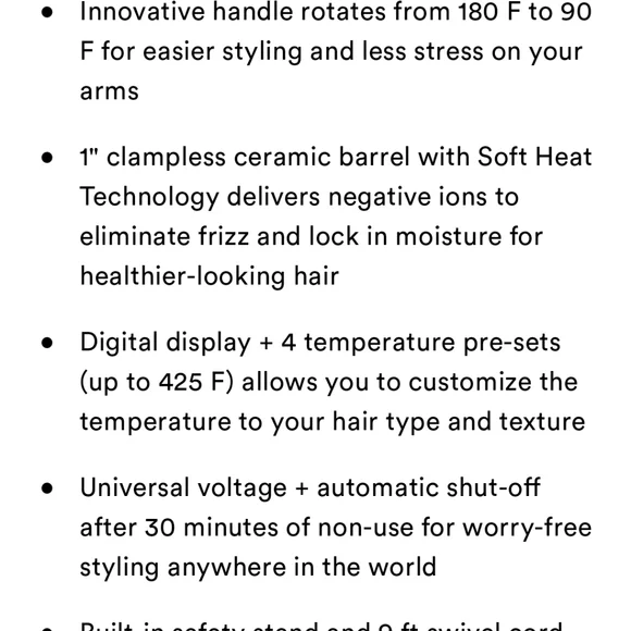 Kristin Ess Hair Nano Black 1" Pivoting Curling Wand - Picture 9 of 9